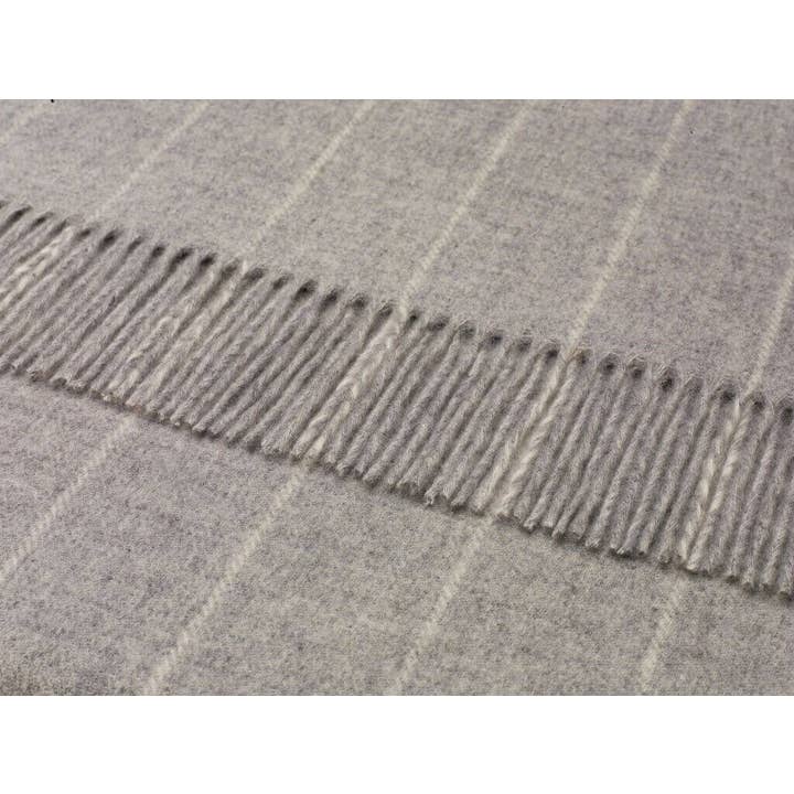 Bronte Moon - Wholesale Throw Blanket - Merino Lambswool Pinstripe Gray Throw and Pillow Made in UK