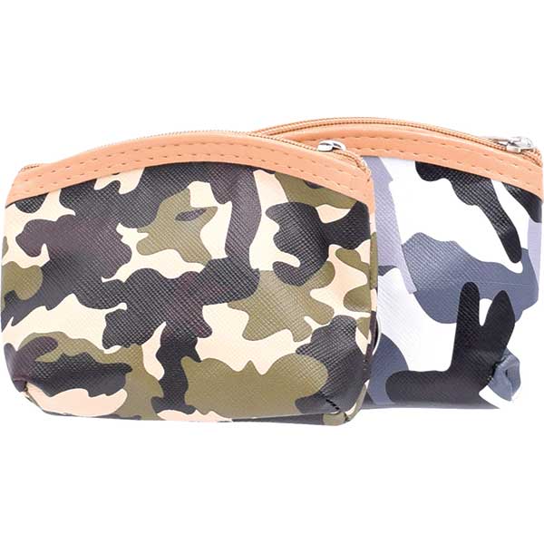 Bolsa de Moedas Camuflada 12CT Cores Sortidas com Fecho éclair por atacado de Majestic Wholesale