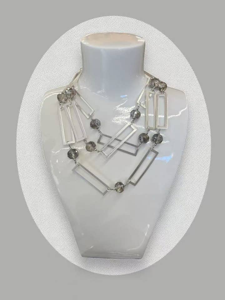 Rectangular Chained Beads Necklace for wholesale by Sunshine Fashion Accessories