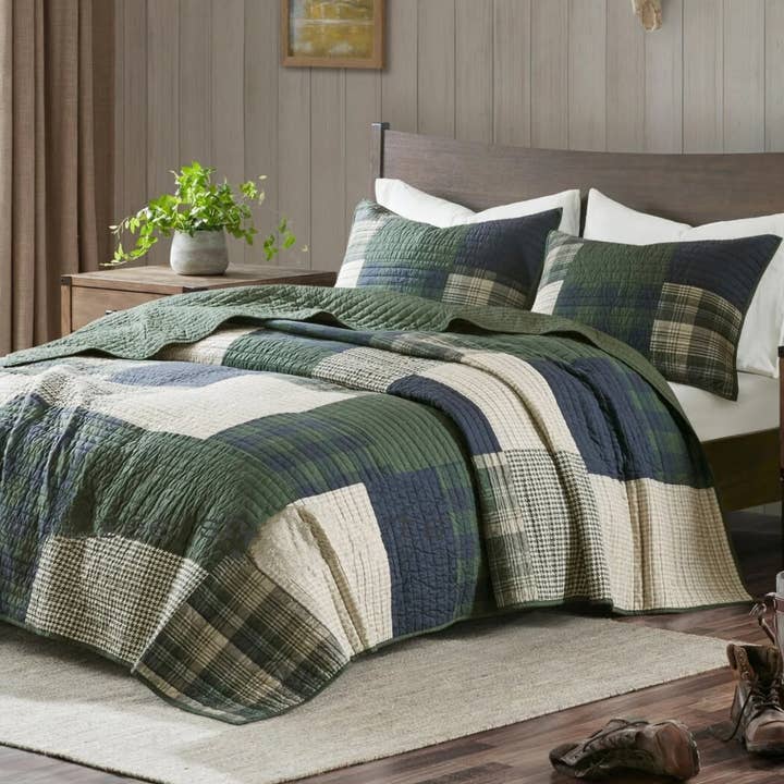 Homesoul – Edredão por atacado – Edredom Patchwork de Algodão Verde1