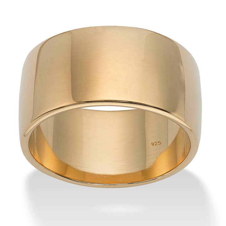 Polished 14k Gold-plated Sterling Silver Wedding Band 11.5mm for wholesale by PalmBeach Jewelry