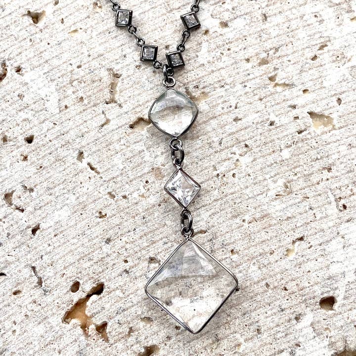VB&CO Designs Handmade Jewelry - Wholesale Pendant/Charm Necklace - Crystal quartz rhombus boutique necklace salon jewelry spa