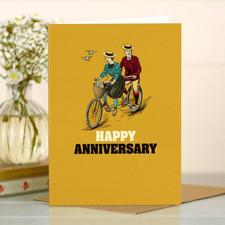 The Typecast Gallery – Engroshandel Jubilæumskort – L&G101 Funny tandem cykel 'glade jubilæum' kort