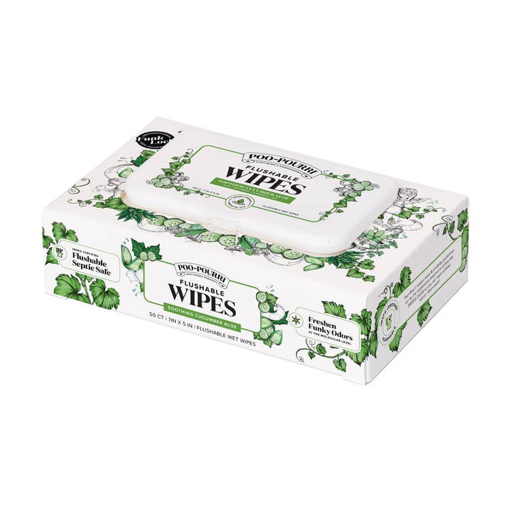 ~Pourri - Wholesale Face & Body Wipes - Poo~Pouri Cucumber & Aloe Poo~Pourri Flushable Wipes 50ct5
