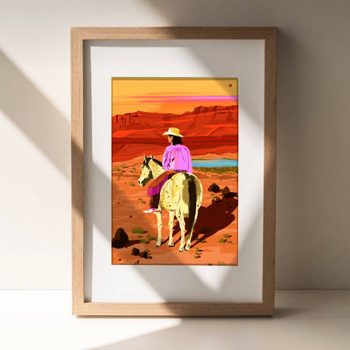 Emily Palmer Illustration - Wholesale Art Print - Illustrated Wall Art Print -  Cowgirl1