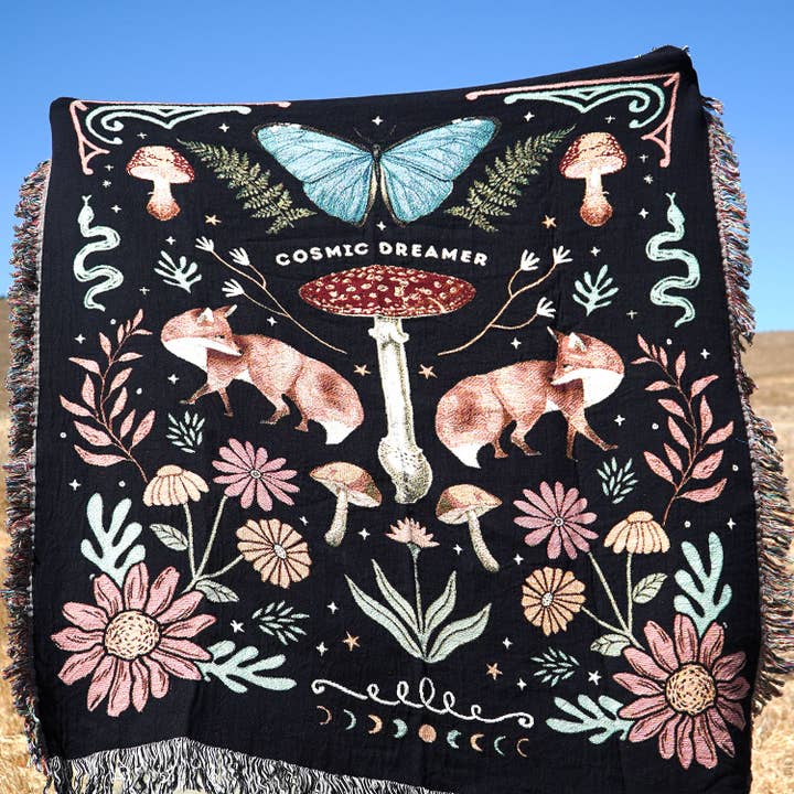 Relatable Basic - Wholesale Throw Blanket - Cosmic Dreamer Woven Throw Blanket Mystical Whimsical Decor4