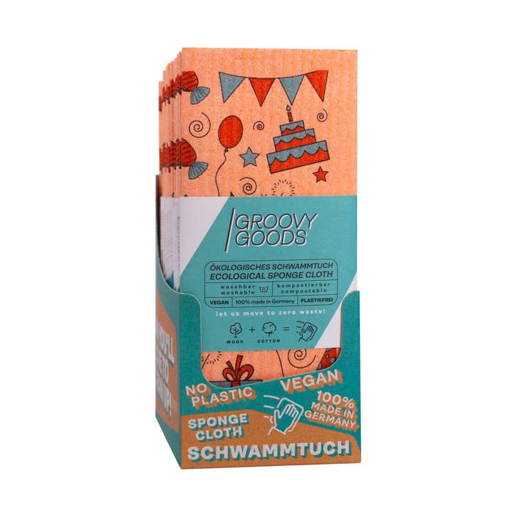 tissu éponge écologique, présente un design (orange) pour la vente par Groovy Goods