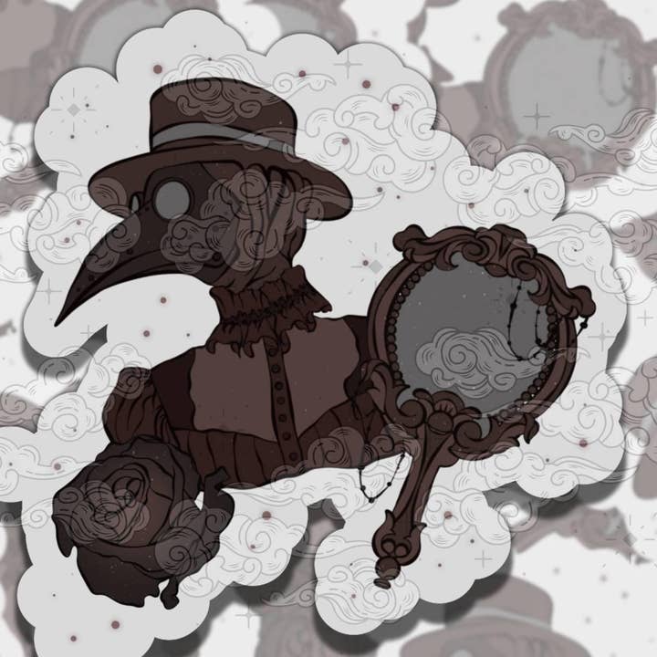 Victoriaans Pestmasker Kleurrijke Hekserige Vinylsticker voor wholesale door Sticky Sadness Designs