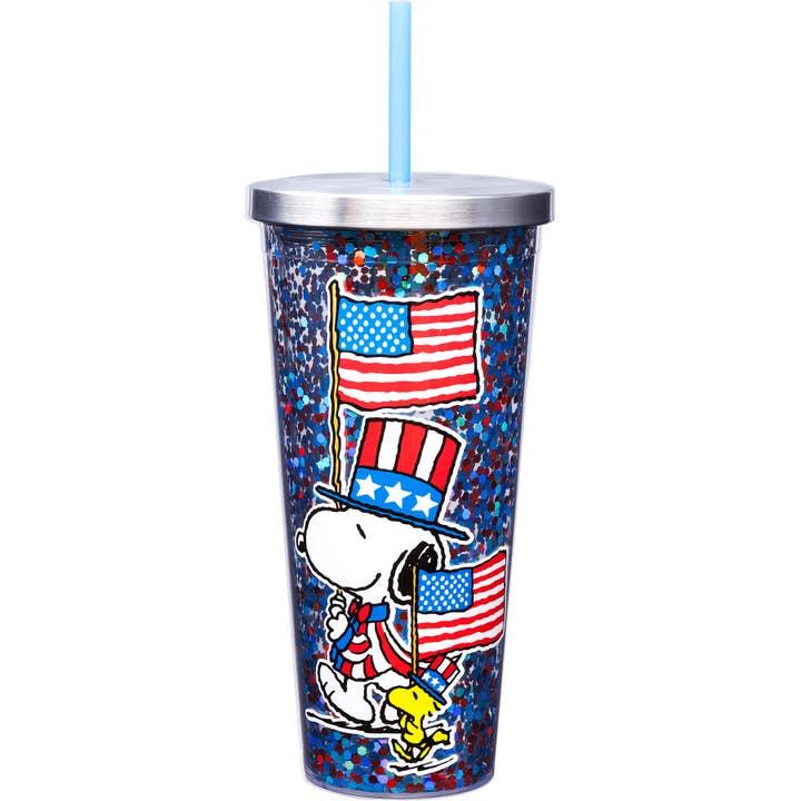 Peanuts Americana Glitter Cup for wholesale by Spoontiques, Inc