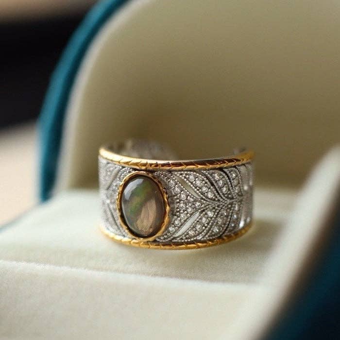 LanLivia - Wholesale Cocktail/Statement Ring - Eastern Royal Style Black Opal Ring - adjustable4