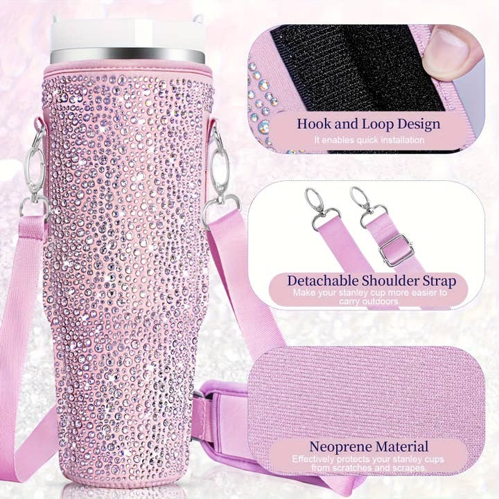 Crave by FW - Wholesale Crossbody Bag - Women's - 1pc Bling Water Bottle Carrier Bag For Stanley Quencher H2.0
