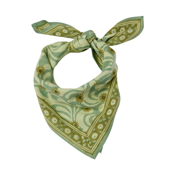 Bonheur du Jour - Wholesale Scarf - Women's - Scarf Printed With Indian Flowers Poppies Blue green