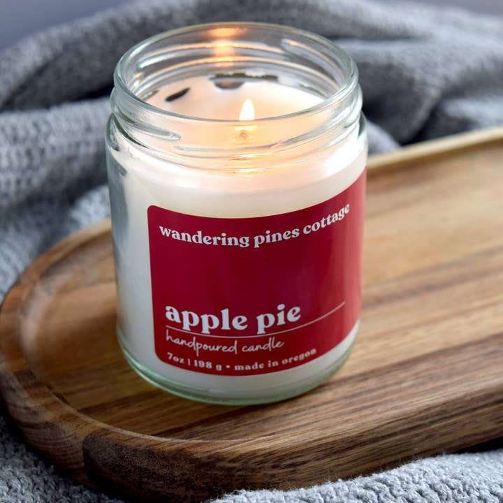 Apple Pie Candle - 7 oz Glass Jar Candle for wholesale by Wandering Pines Cottage