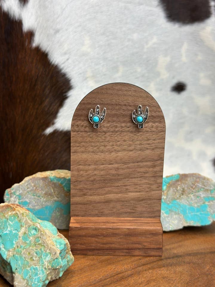 CACTUS FAUX TURQUOISE STUD EARRINGS for wholesale by High Ho Silversmithing