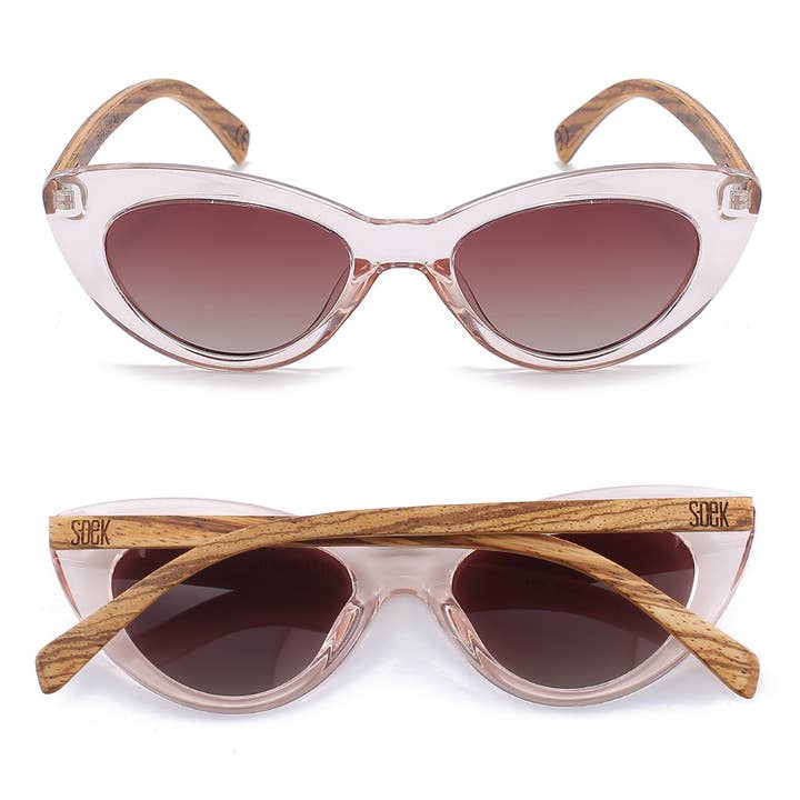 Savannah Blush Pink - Cat Eye Sunglasses for wholesale by SOEK Sustainable Wooden Eyewear