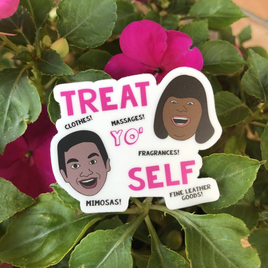 The Foxy Hipster - Vente Autocollant - Autocollant en vinyle "Parks and Recreation Treat Yo Self"3