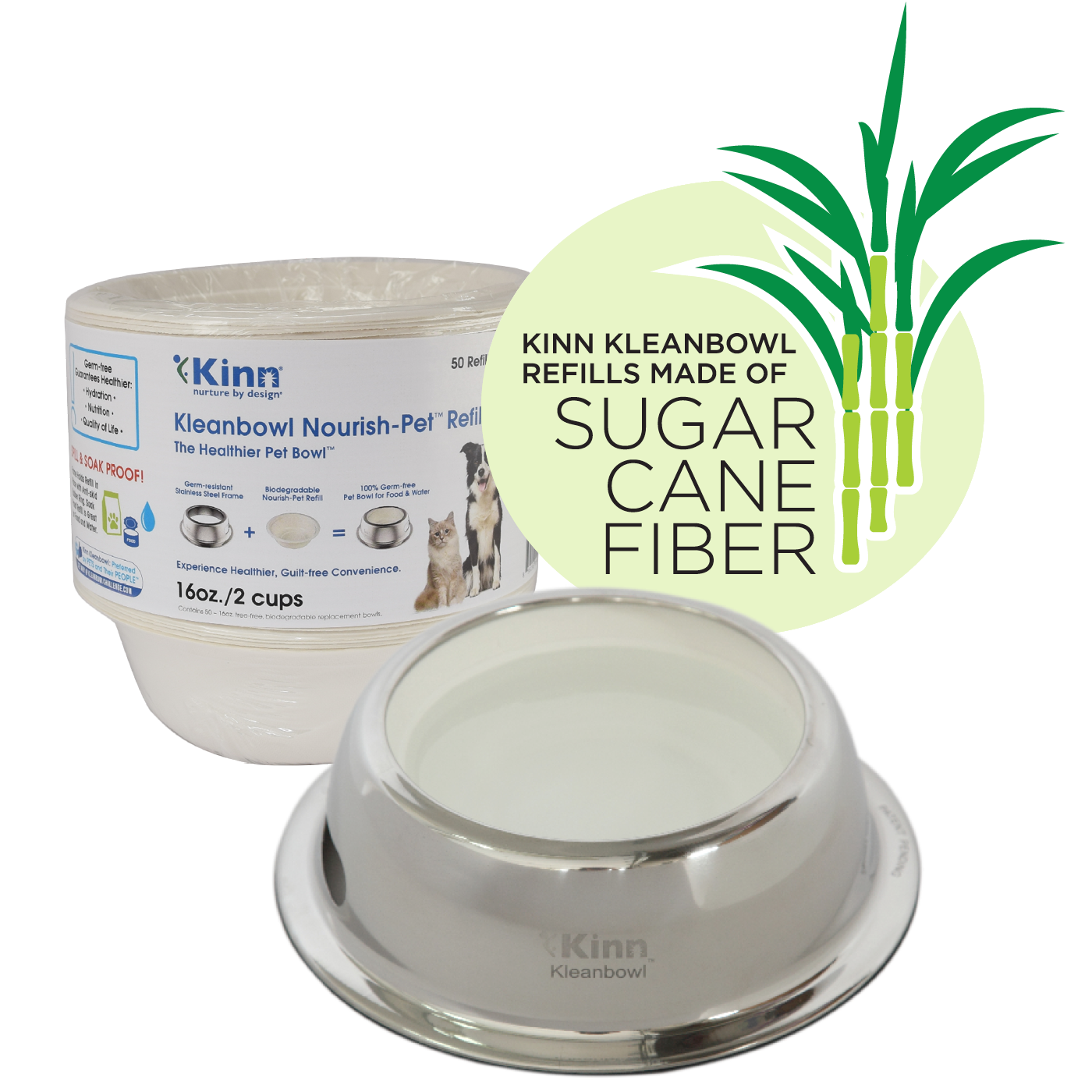 Kinn - Wholesale Pet Bowl - Cat/Dog - 32 oz Kleanbowl Nourish - Pet Refills1