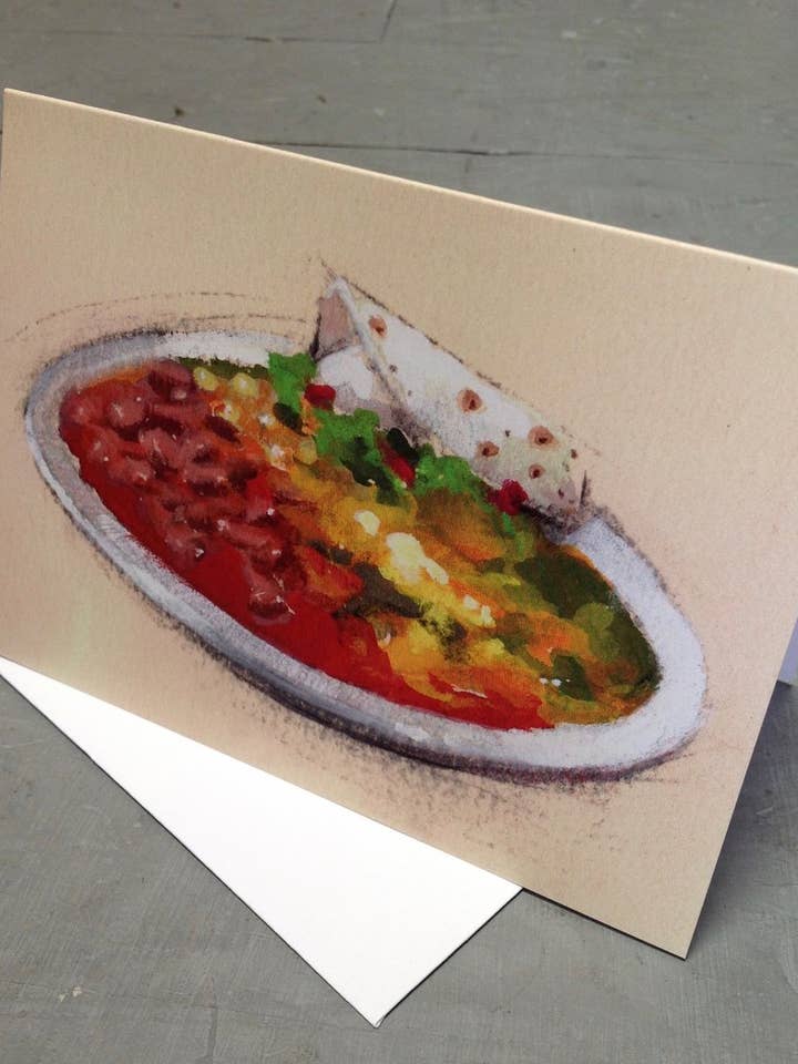 Enchiladas Greeting Card for wholesale by Anne Woods Fine Art