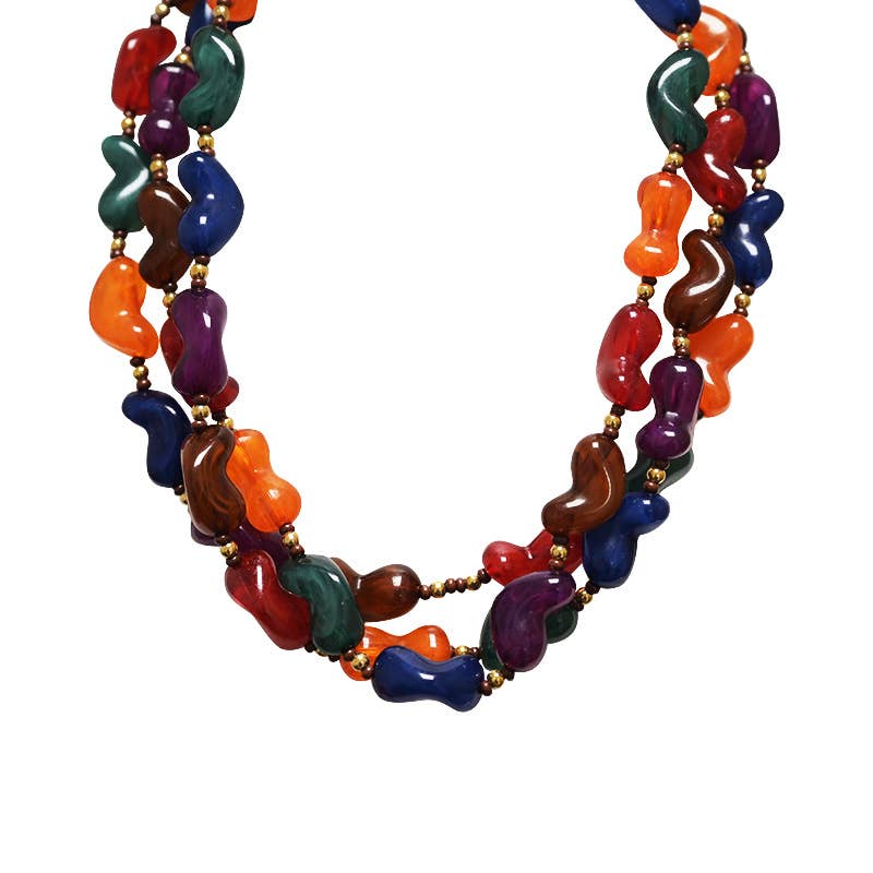 AMORINO SRL - Wholesale Beaded/Pearl Necklace - THREE-STRAND PLASTIC BEAD NECKLACE - YNK241504B7272