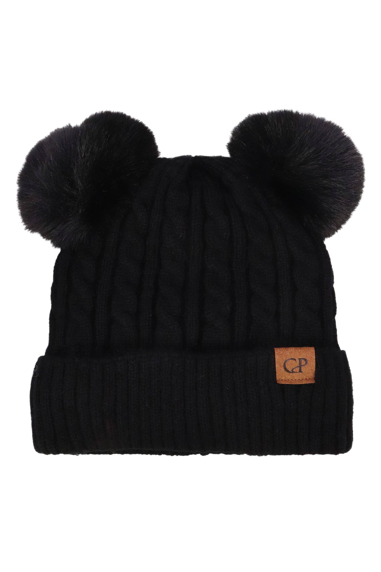 ASSORTI Zachte Neutrale Kabelgebreide Dubbele Pompon Muts voor groothandel op Faire1