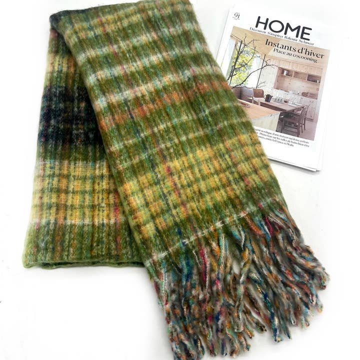 LINETA - Wholesale Scarf - Women's - HH-337 Ultra Soft Scarf with Large Fringe Check Pattern7