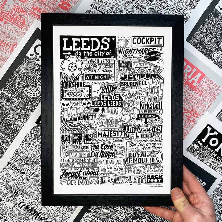 Sketchbook Design - Wholesale Art Print - Leeds Landmarks It's The City Of Art Print