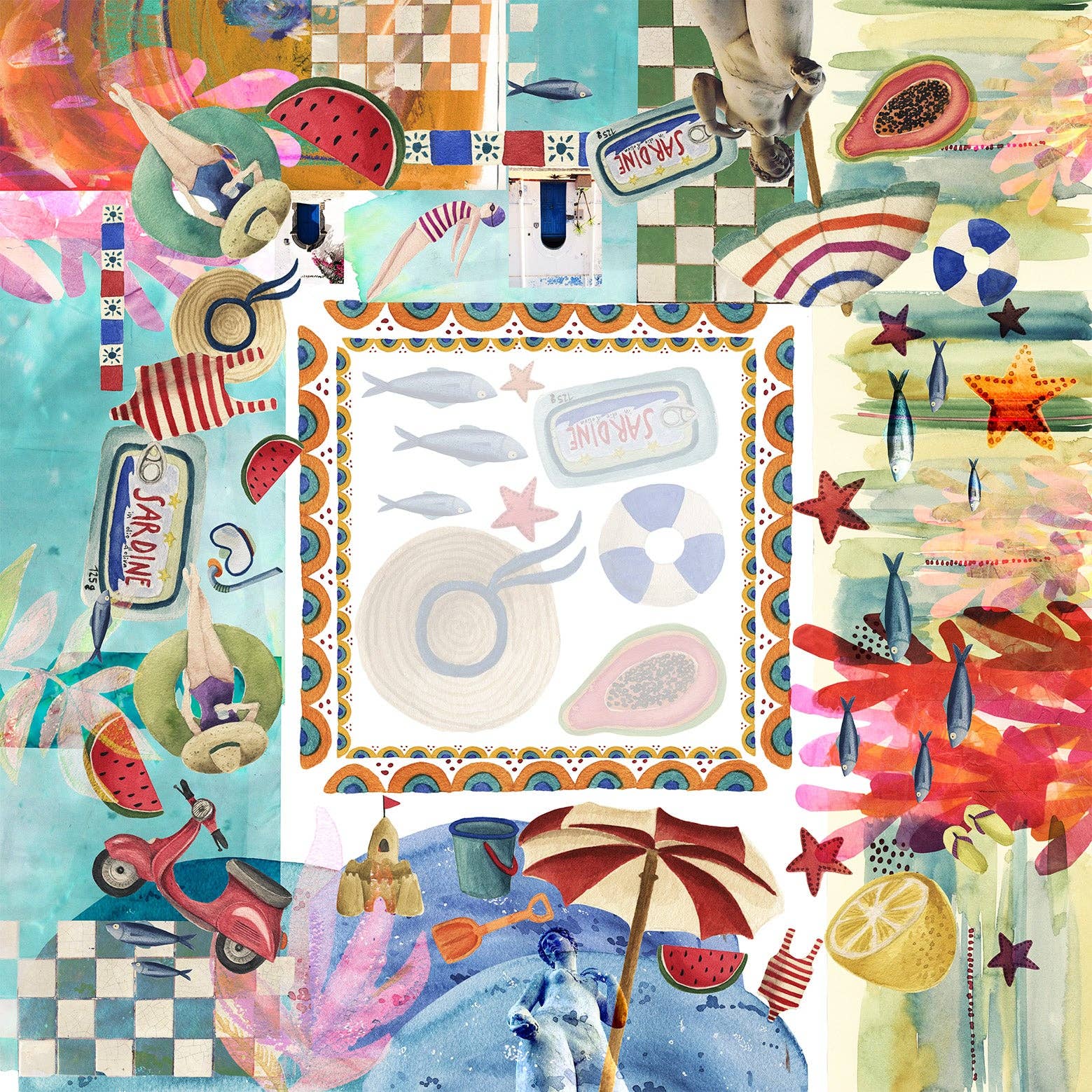 The Napking - Wholesale Tablecloth - Satin Tablecloth "Collage" 100% Made in Italy4