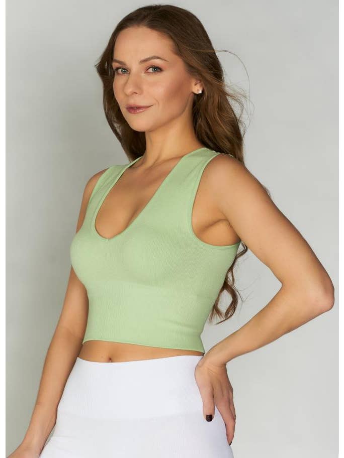 C'est Moi Clothing Co – wholesale Knit top – Women's – Bamboo Deep V Rib Top- CEBT10024