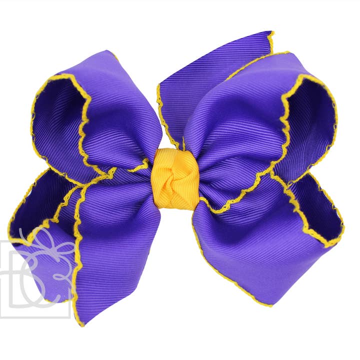 Crochet Edge Bows (Purple & Yellow Gold) for wholesale by Beyond Creations, LLC