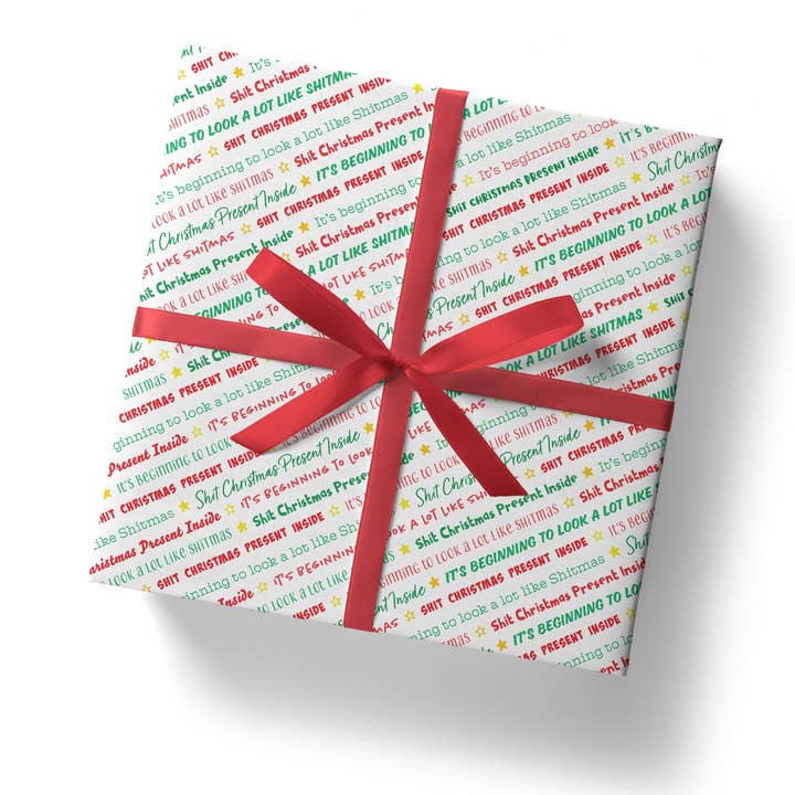 Sweary Card Lady - Wholesale Flat Wrap - Funny Shit Christmas Present Inside Gift Wrap, Rude Xmas Wrap UK