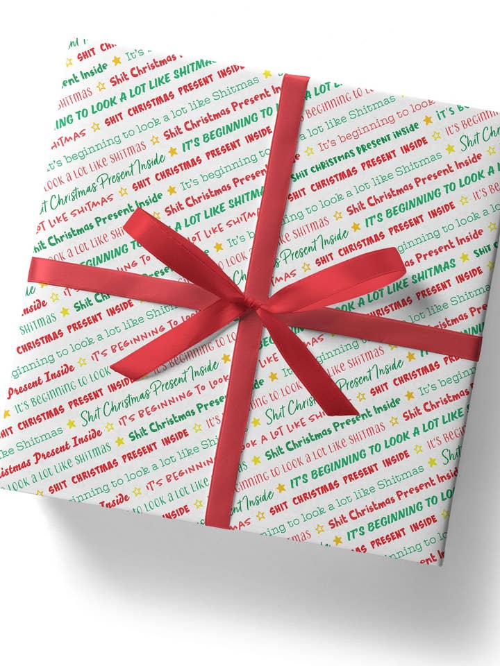Funny Shit Christmas Present Inside Gift Wrap, Rude Xmas Wrap UK for wholesale by Sweary Card Lady