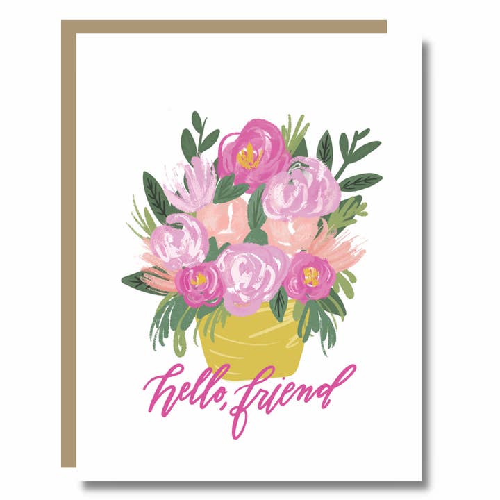 Hello, Friend Card - Friendship Miss You Thinking of You for wholesale by Prairie Letter Shop