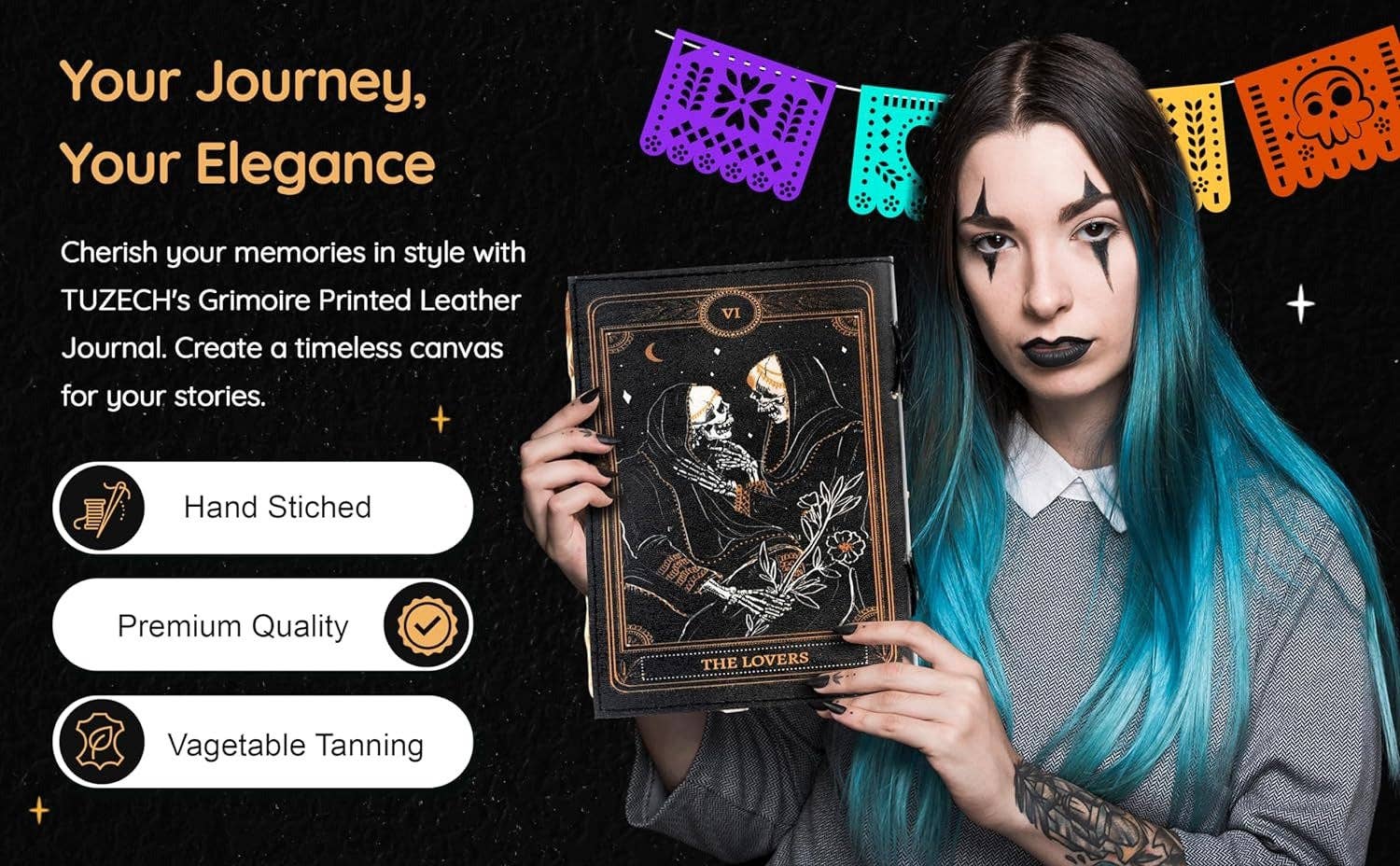 Tuzech Leather – wholesale Journal och dagbok – TUZECH läderklätt anteckningsbok med grimoirestil och ojämna kanter för män och kvinnor25