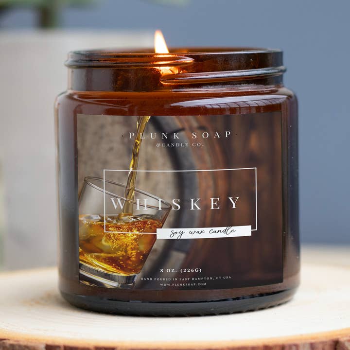 Plunk Soap and Candle Company - Wholesale Jar/Filled Candle - Whiskey Scented Soy Candle0