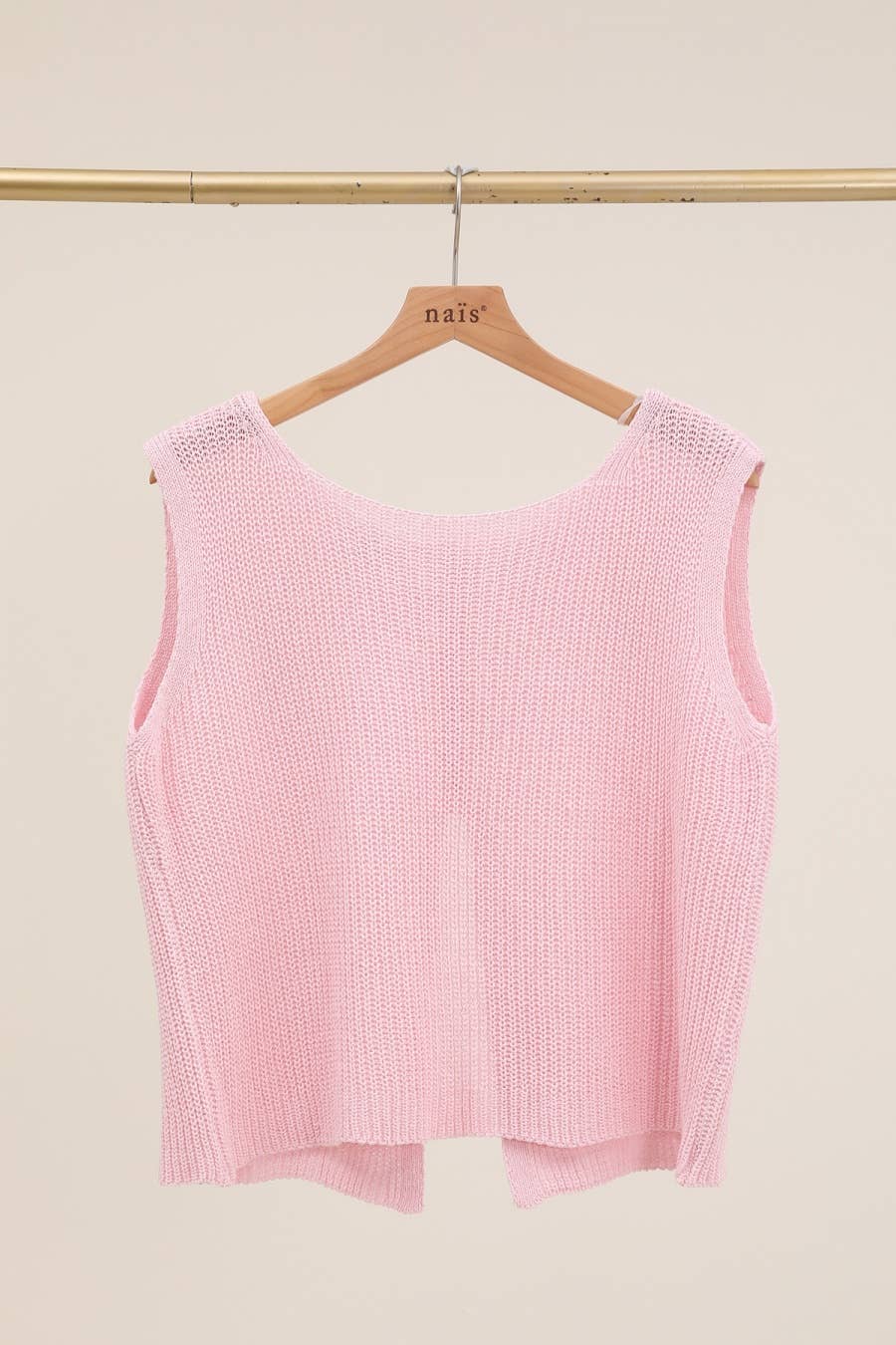 NAÏS PARIS – wholesale Knitted jumper – Women′s – SLEEVELESS ROUND NECK SWEATER, OPEN BUTTONED BACK IN COTTON5