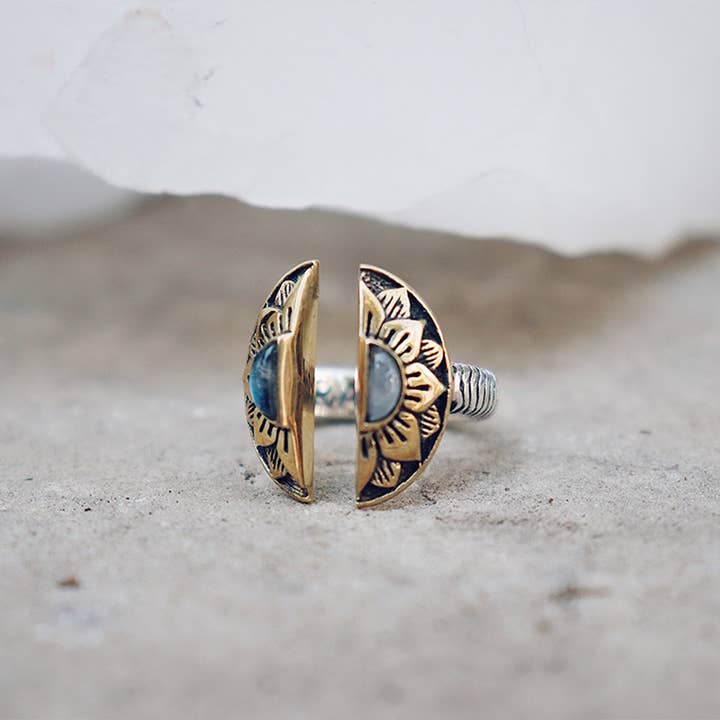 bahgsu jewels - Wholesale Cocktail/Statement Ring - Natural Mystic Ring - Moonstone