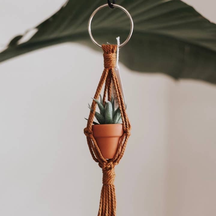 Gemini Rain - Wholesale Car Decorative Charm - Unisex - Mini Macrame Plant Hanger | Macrame Car Charm