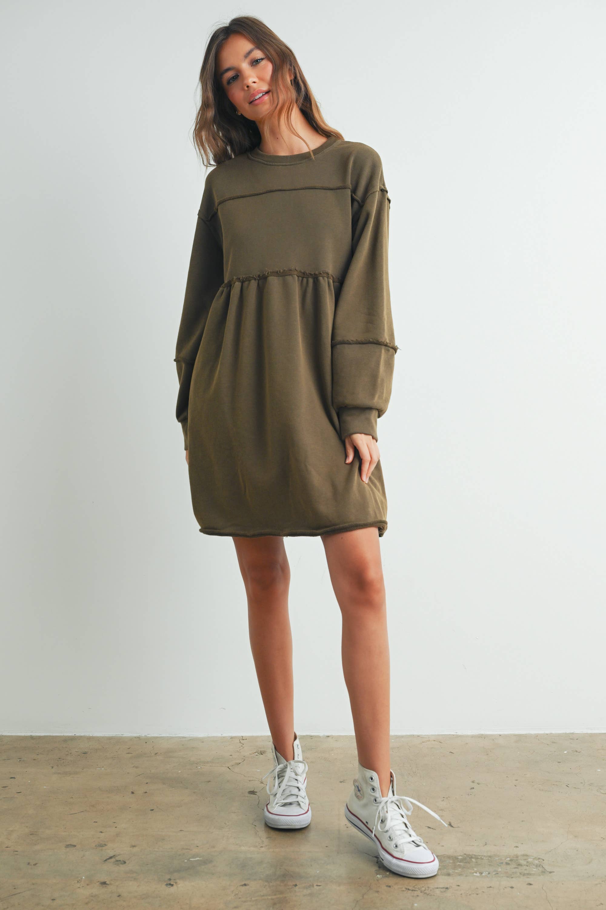 BUTTERMELON – wholesale Dress – Women's – Fall Full Sleeve Winter Mini Dress - BMD75079