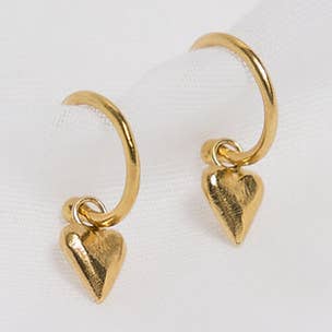 Midi Heart Charm Hoops for wholesale by Smoke and Ash