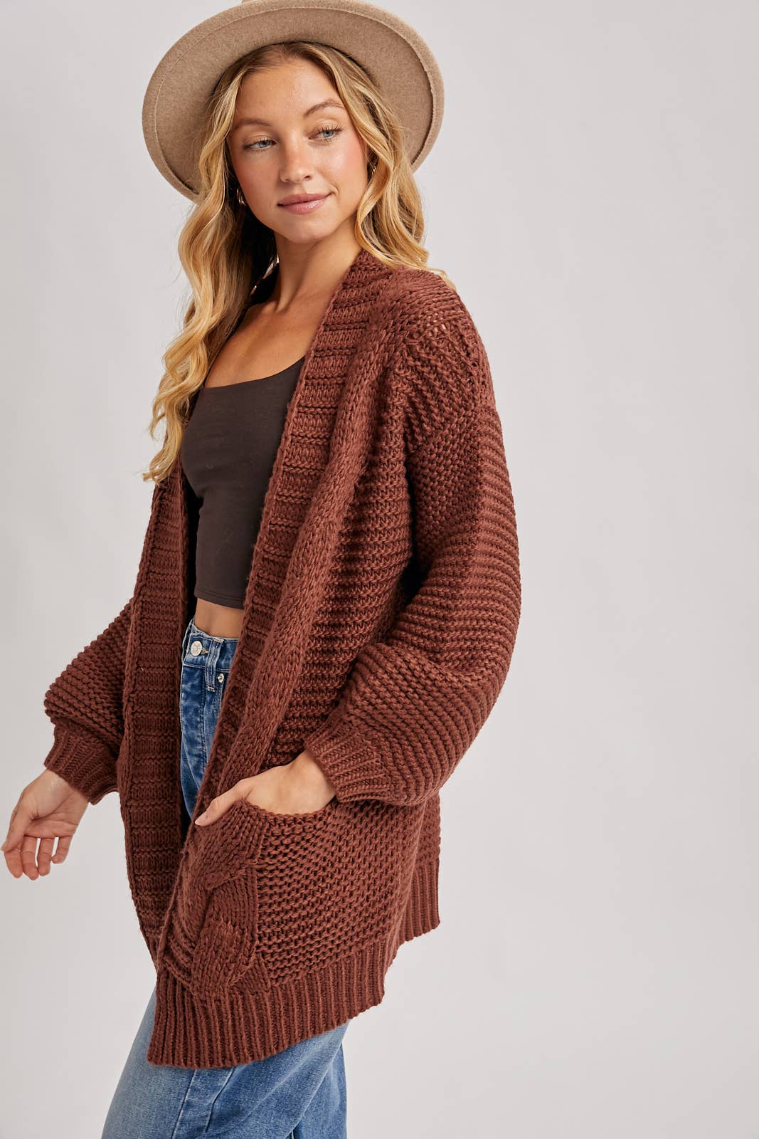 Bluivy - Vente Cardigan – femme - CARDIGAN À MANCHE LANTERNE À CÂBLE30