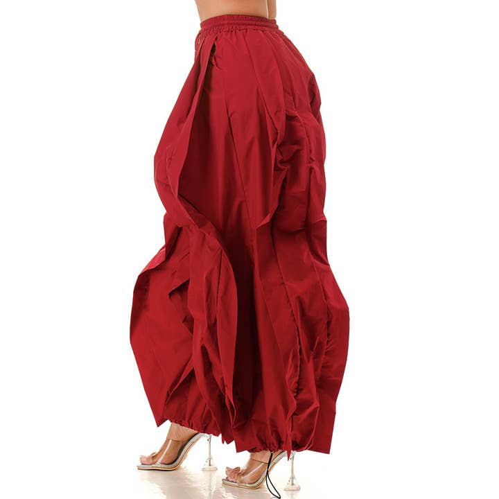 RED Plus Size Oversized Wide Leg Ruffle Jogger Pants for wholesale on Faire1