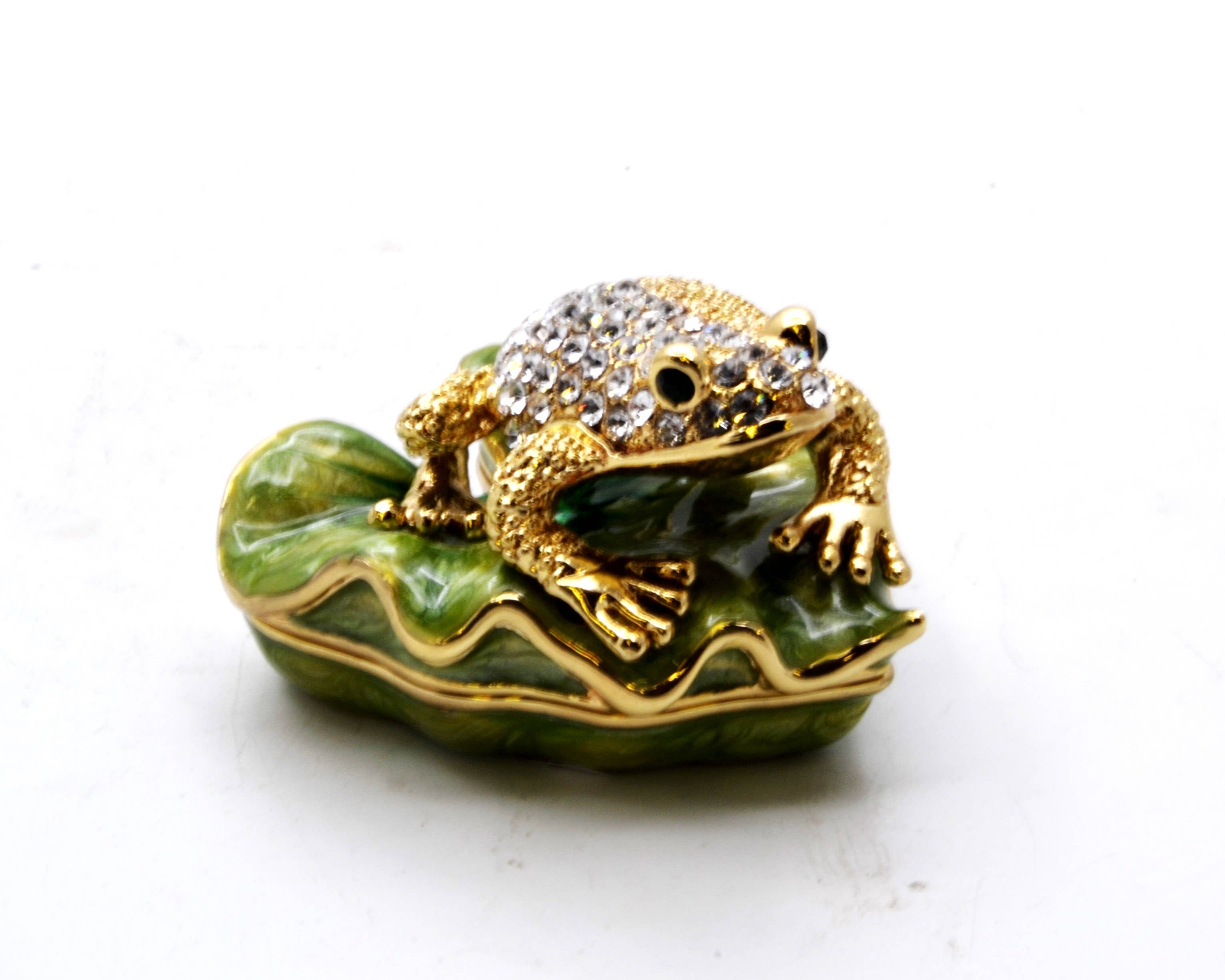 Ciel Collectables - Wholesale Jewelry Dish - Bejeweled Frog on Lily Pad Trinket Box. Made with Crystals6