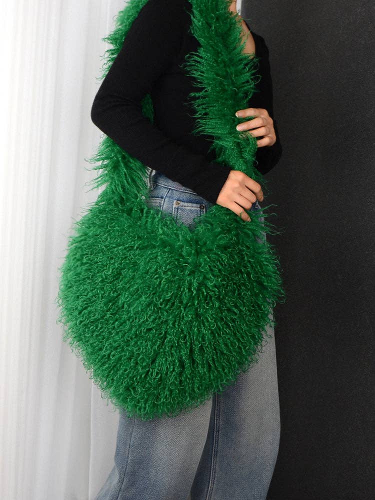 Sweetkama - Wholesale Crossbody Bag - Women's - Ladies Y2K Heart-Shaped Plush Bag SKAB40911