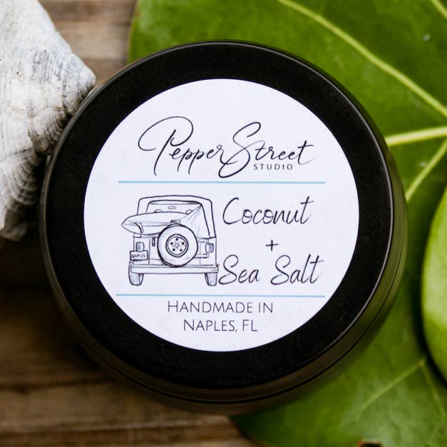 4 oz soja reiskaars +houten lont voor wholesale door Pepper Street Studio