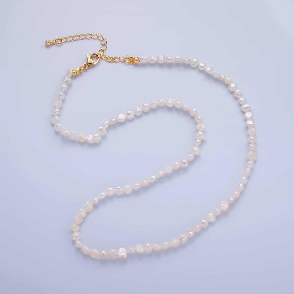 Aim Eternal - Wholesale Beaded/Pearl Necklace - 24K Gold Filled 5mm Mini Baroque Freshwater Pearl 16 Inch Necklace | WA-30200