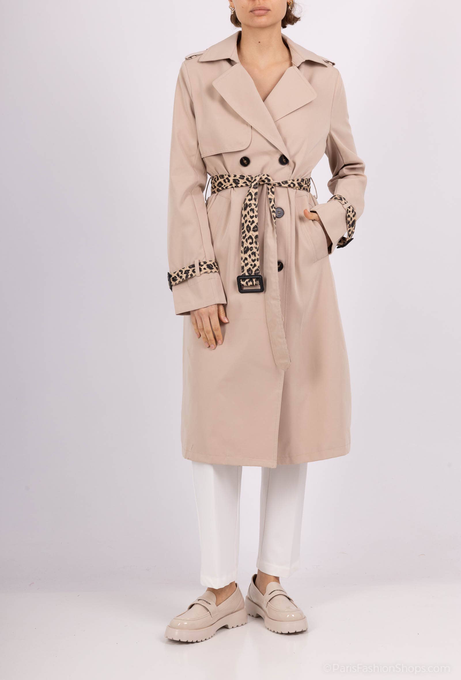 Afinity - Wholesale Trench Coat - Women's - Women's leopard trench A894-1 – elegant cut with belt0
