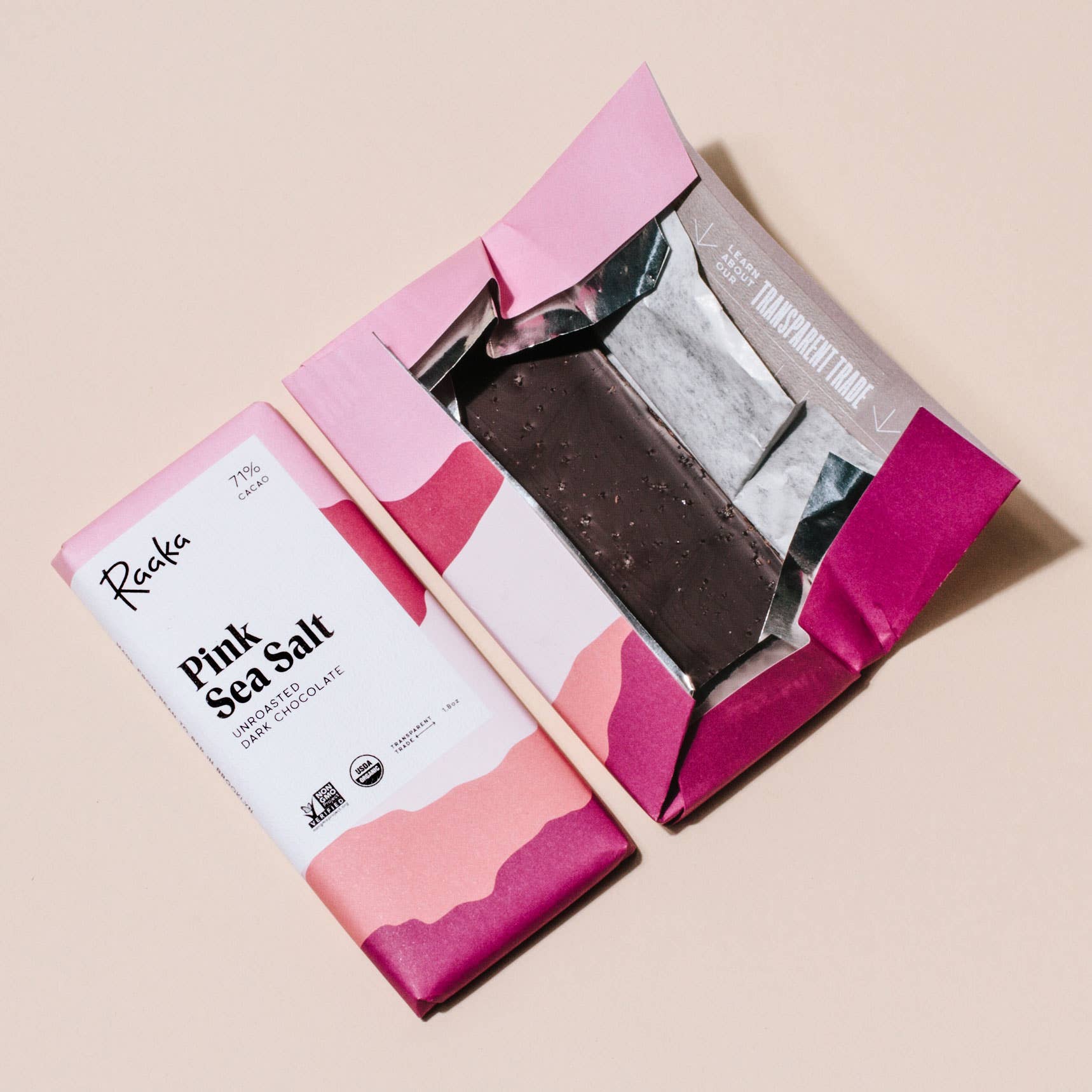 Raaka Chocolate - Vente Barre chocolatée - Tablette de chocolat noir au sel rose de mer 71%3