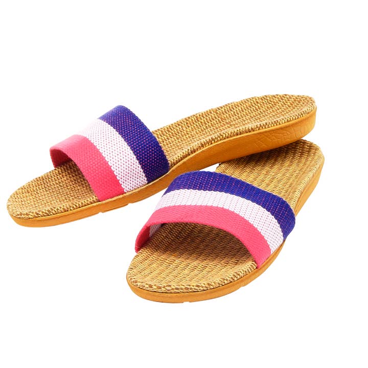 Low Heel Stripe Slides, 21 Pairs Assortment for wholesale by Kaleidoscope Accessories
