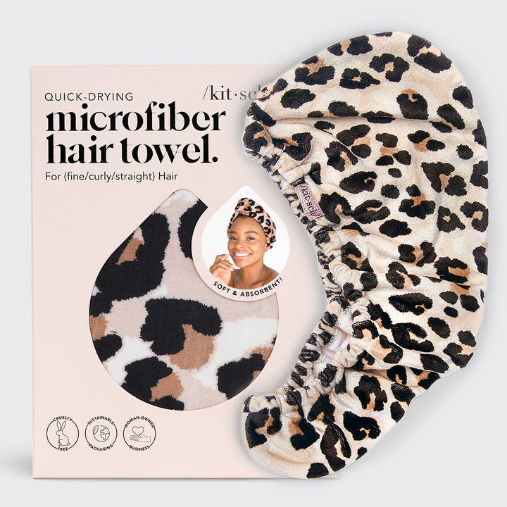 KITSCH – Engroshandel Håndklæde/vikle til hår – Hurtigt tørt Hår Håndklæde - Leopard