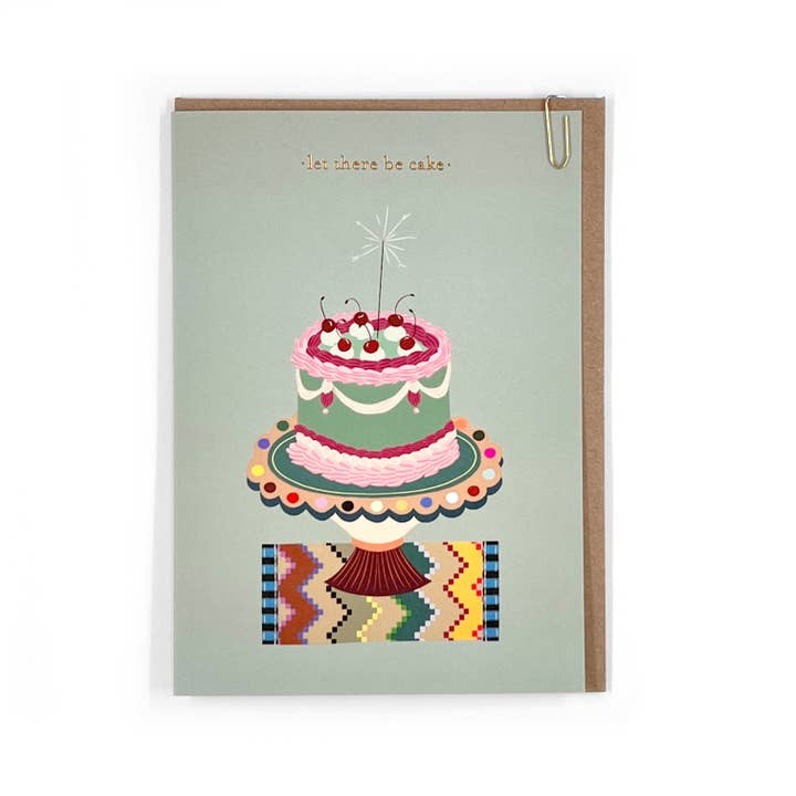 Illustrated Celebration Cake Stand Sparkler Birthday Card for wholesale by Pavilion